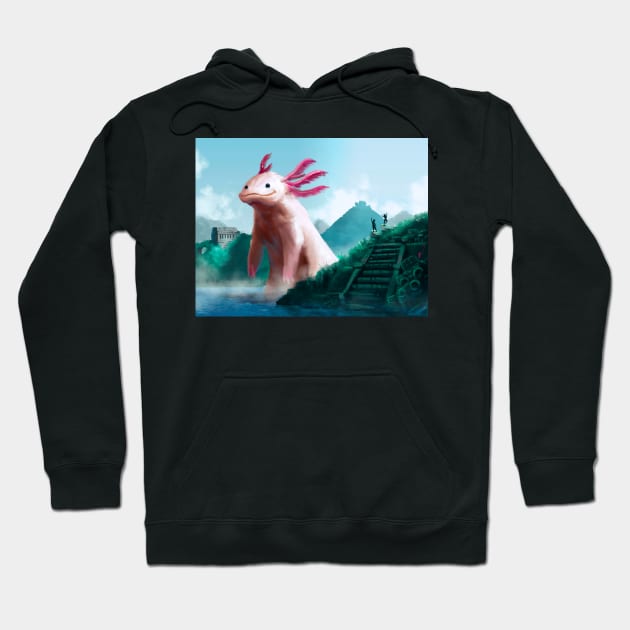 Axolotzilla Hoodie by rafafloresart